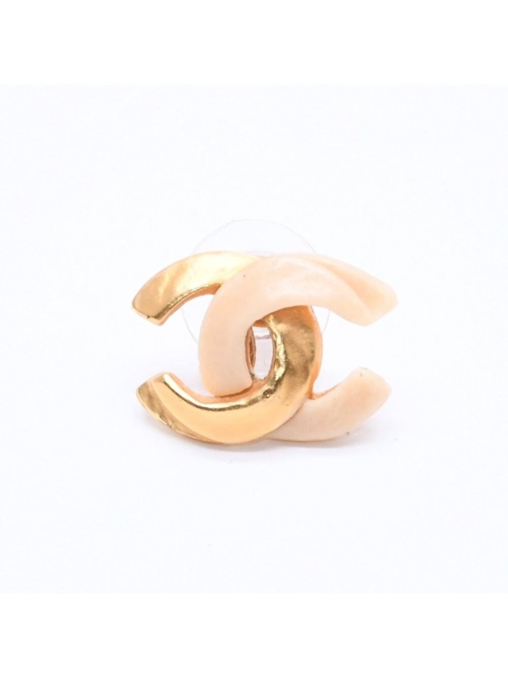 Chanel Earrings CC Logo 00 Gold Ivory Bicolor Metal
